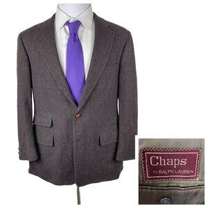 Chaps Ralph Lauren Sport Coat Burgundy Brown Check Vintage Blazer